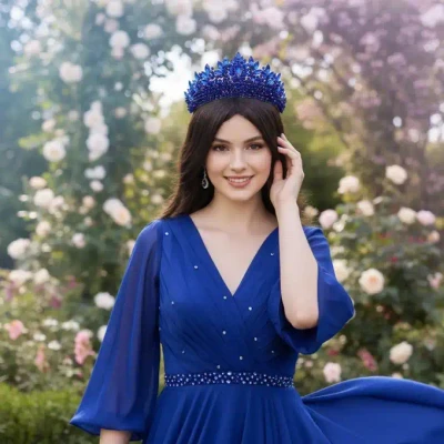 Sapphire Blue Crystal Wedding and Quinceanera Tiara hp5020