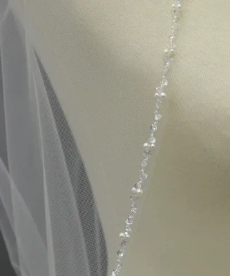 Pearl and Crystal Beaded Royal Cathedral Wedding Veil E1641
