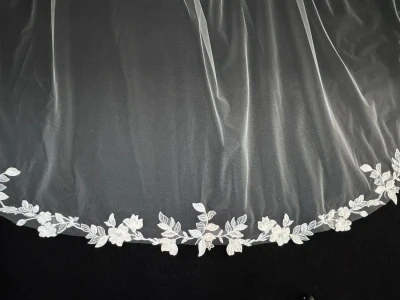 Leafy Sequined Lace Royal Cathedral Wedding Veil CF656