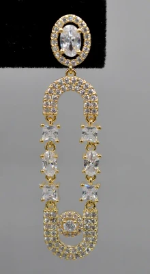 CZ Loop Dangle Wedding Earrings in Silver or Gold 4044E