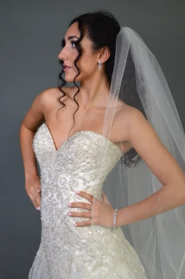 Vine and Leaf Beaded Royal Cathedral Wedding Veil V886