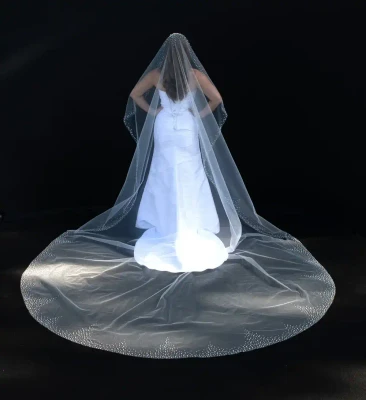 Pearl Beaded Regal Cathedral Mantilla Wedding Veil CF965