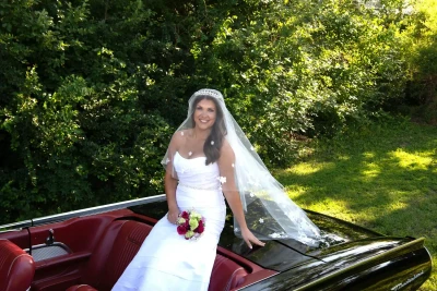 Two Layer Beaded Lace Applique Fingertip Wedding Veil C654