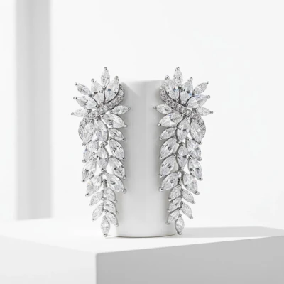 Glamorous CZ Wedding and Formal Earrings Athena 9800