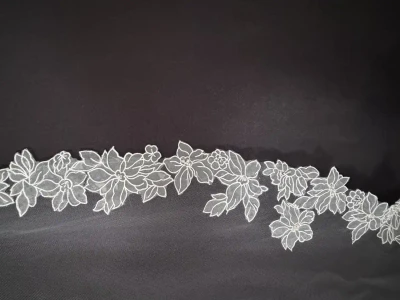 Waltz Wedding Veil with Embroidered Organza Lace C657