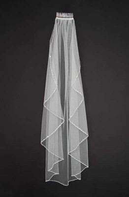 Crystal Beaded Knee Length Wedding Veil C658