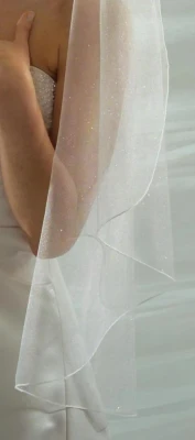 Silver or Gold Angel Dust Fingertip Wedding Veil V6932