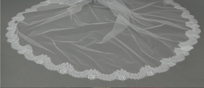 Two Layer Drop Royal Cathedral Wedding Veil with Lace Edge