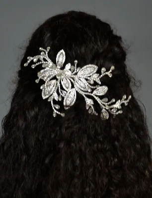 Crystal Floral Vine Bridal Hair Clip Elena Designs Carina