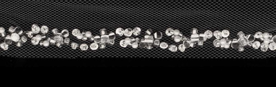 White Fingertip Length Beaded Pearl & Sequin Wedding Veil