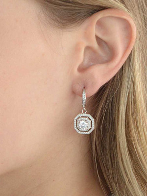 Art Deco Style CZ Vintage Look Bridal Earrings 4283E