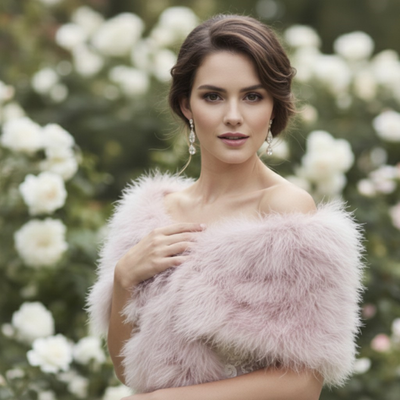 Light Rose Vintage Inspired Marabou Feather Bridal Stole Wrap