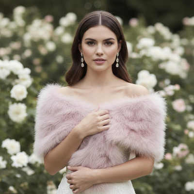 Light Rose Vintage Inspired Marabou Feather Bridal Stole Wrap