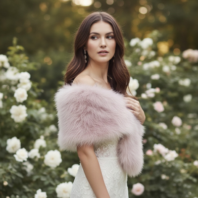 Light Rose Vintage Inspired Marabou Feather Bridal Stole Wrap