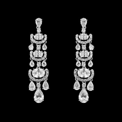Sterling Silver Plated CZ Wedding Earrings SE2305