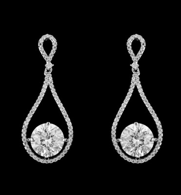 Sterling Silver Plated CZ Drop Wedding Earrings SE3741