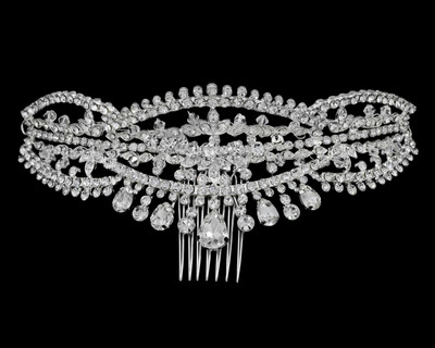 Stunning Silver Plated Crystal Bridal Tiara Comb c6969