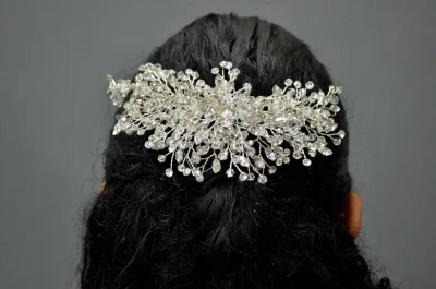 Crystal Spray Hand-Wired Bridal Hair Comb Elena E305