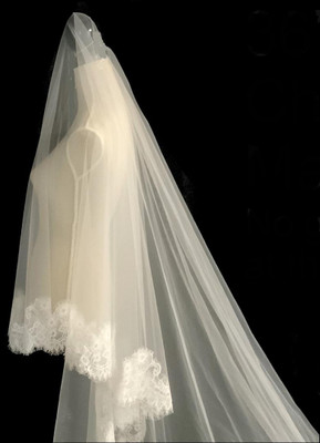 Two Layer Chantilly Lace Royal Cathedral Drop Wedding Veil 