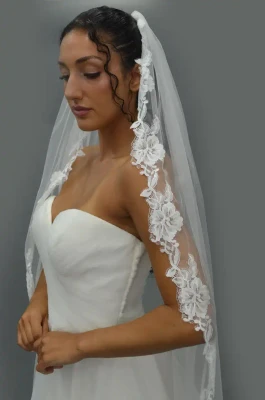 Soft Tulle Floral Lace Royal Cathedral Wedding Veil E1658