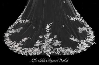 Cathedral Wedding Veil with 3D Floral Lace V3258RC