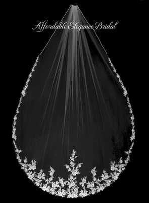 Cathedral Wedding Veil with Gorgeous Beaded Alencon Lace