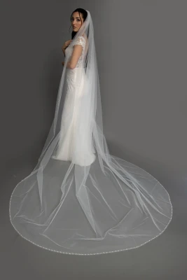 Pearl and Sequin Beaded Regal Cathedral Wedding Veil V754L