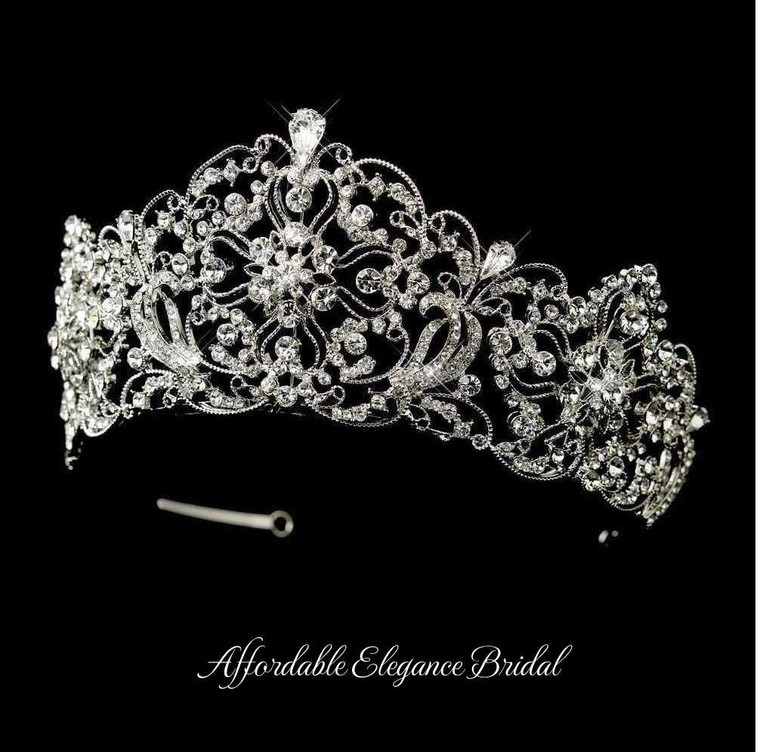 Regal 2 1/2" High Rhinestone Quinceanera or Wedding Tiara