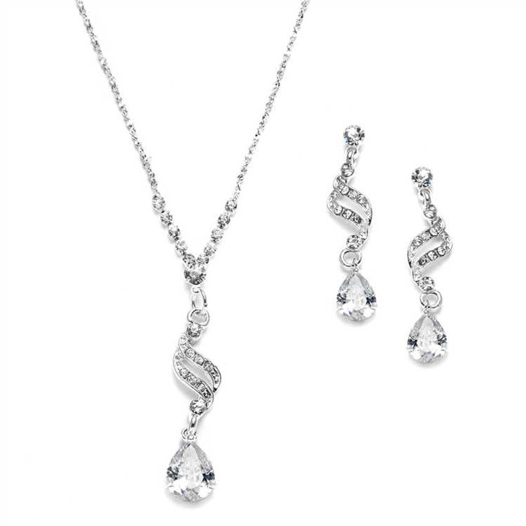 5 Sets Sparkling CZ Teardrop Bridesmaid Jewelry