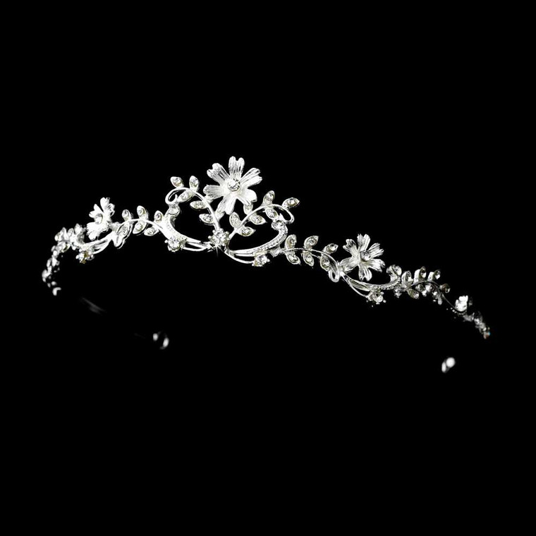 Child's Rhinestone Floral Silver Plated Tiara