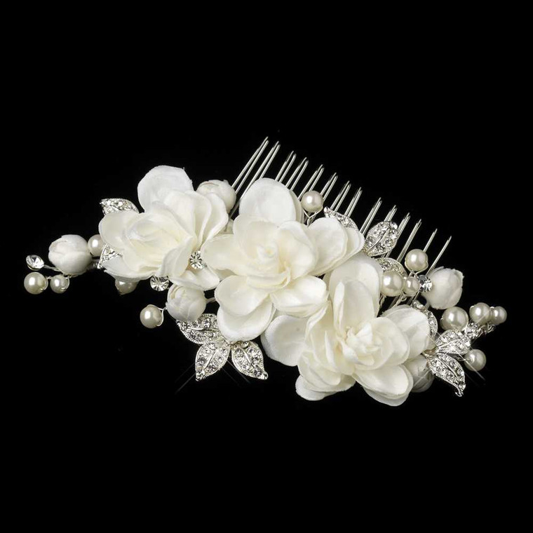 Enchanting Flower and Pearl Wedding Hair Comb