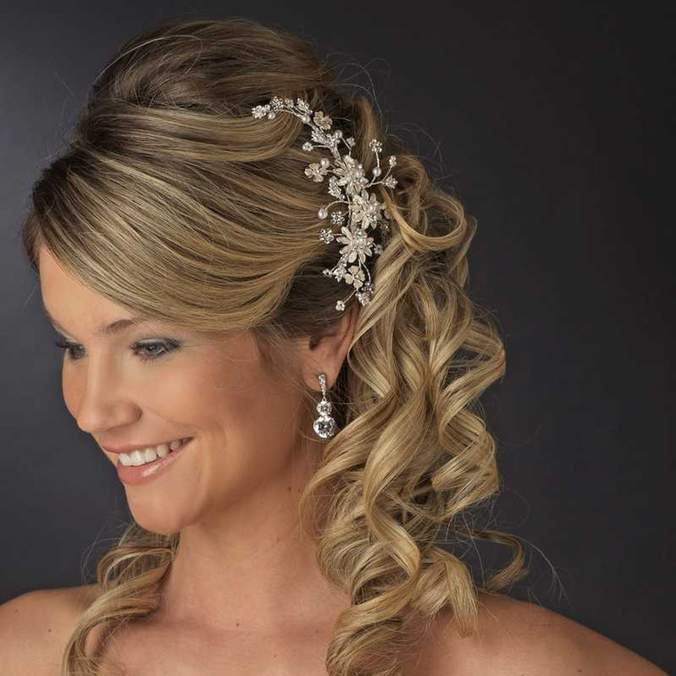 Gold Plated Floral Pearl Bridal Comb