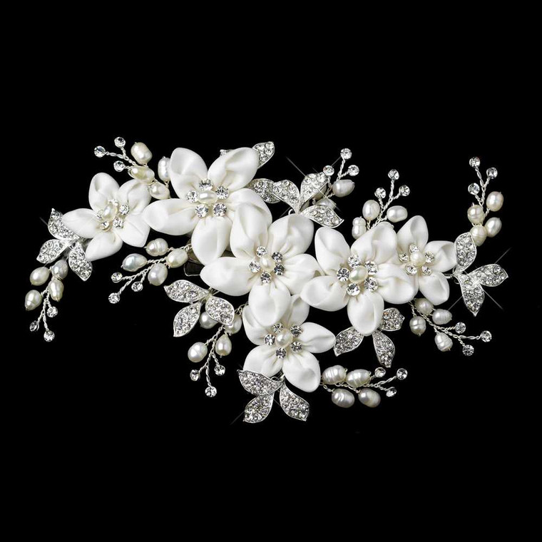 Freshwater Pearl Flower Wedding Hair Clip c9636