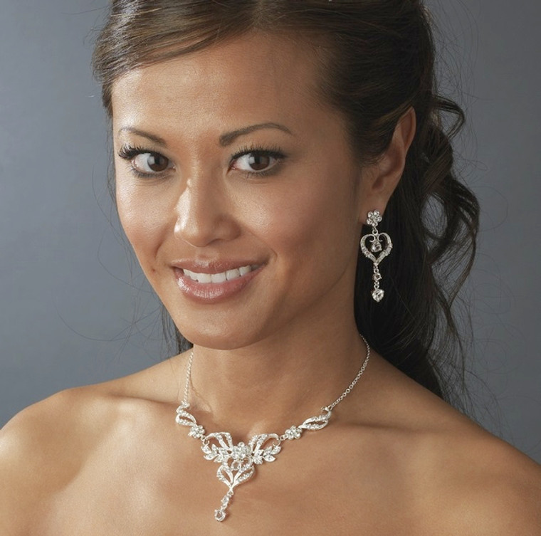 Romantic Filigree Heart Bridal Jewelry Set