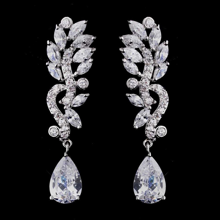 Stunning Cubic Zirconia Dangle Bridal Earrings