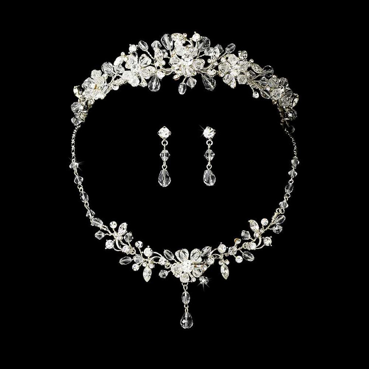 Crystal Wedding Tiara with Matching Jewelry Set