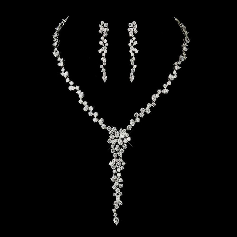 Stunning Multi Cut CZ Crystal Wedding Jewelry Set