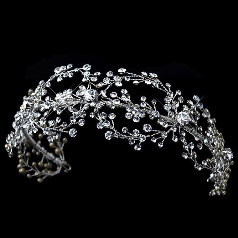 Silver or Gold Plated Crystal Hand Wired Wedding Headband