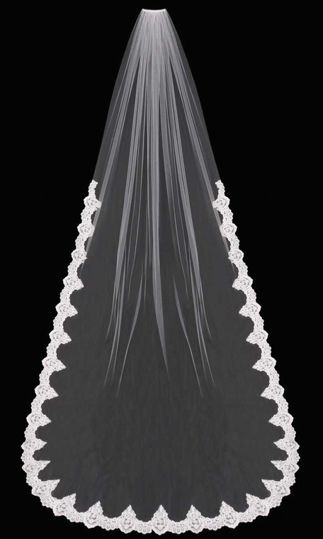 Lace Cathedral Length Wedding Veil enVogue V1698C