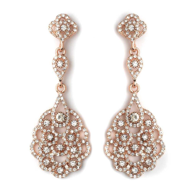 Rose Gold Vintage 1920's Inspired Wedding Earrings