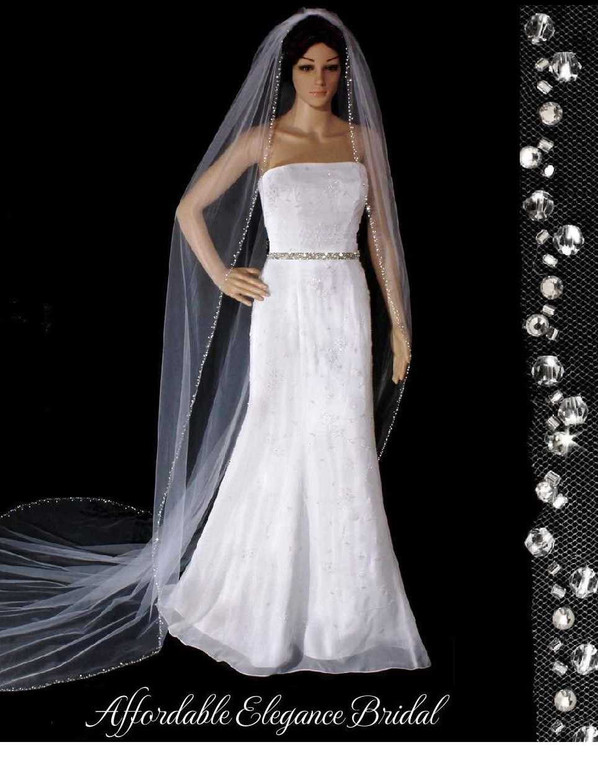 Royal Cathedral Crystal Beaded Wedding Veil V3105R
