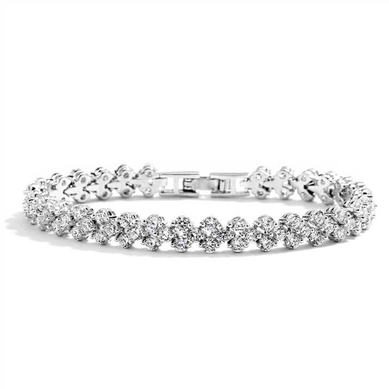 Petite Silver Plated CZ Wedding or Prom Tennis Bracelet