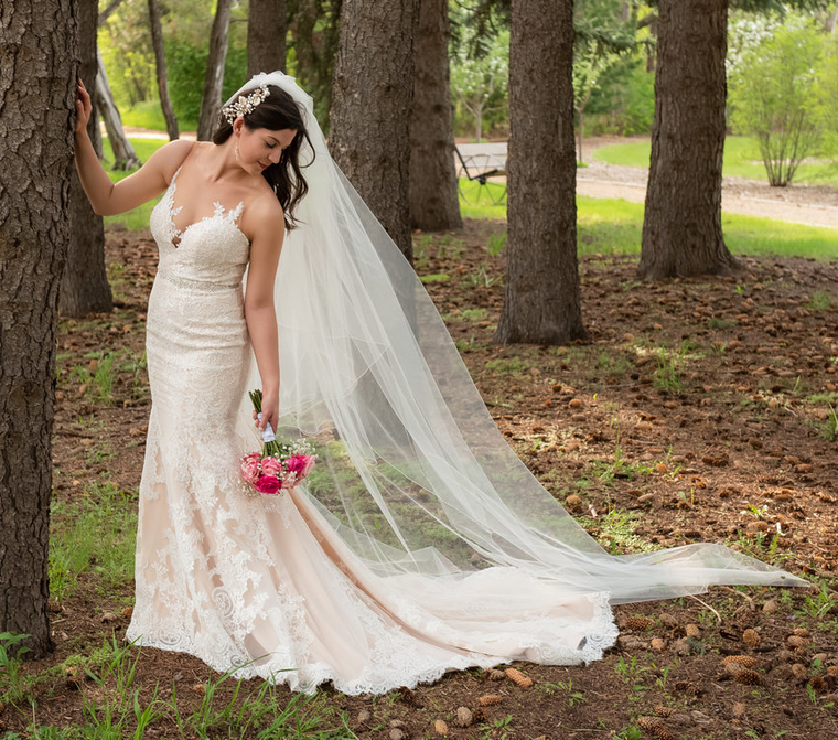 Two Layer Circular Fold Over Cathedral Wedding Veil