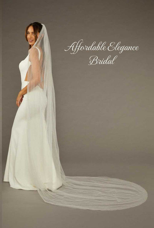Silver or Gold Glitter Tulle Cathedral Wedding Veil enVogue V2086C