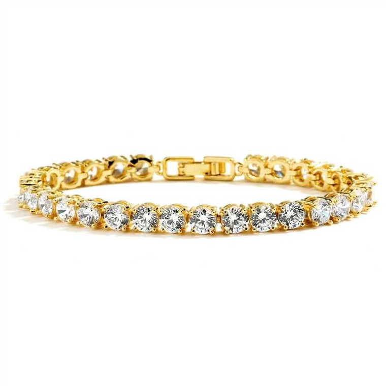 Petite 14K Gold Plated CZ Wedding or Prom Tennis Bracelet