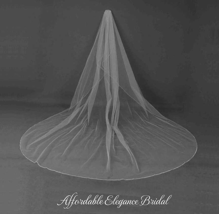Angel Cut Extra Wide Rhinestone Cathedral Wedding Veil CF245