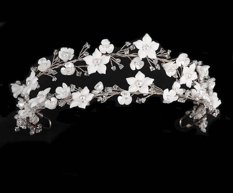 Romantic Pearl and Floral Double Wedding Headband