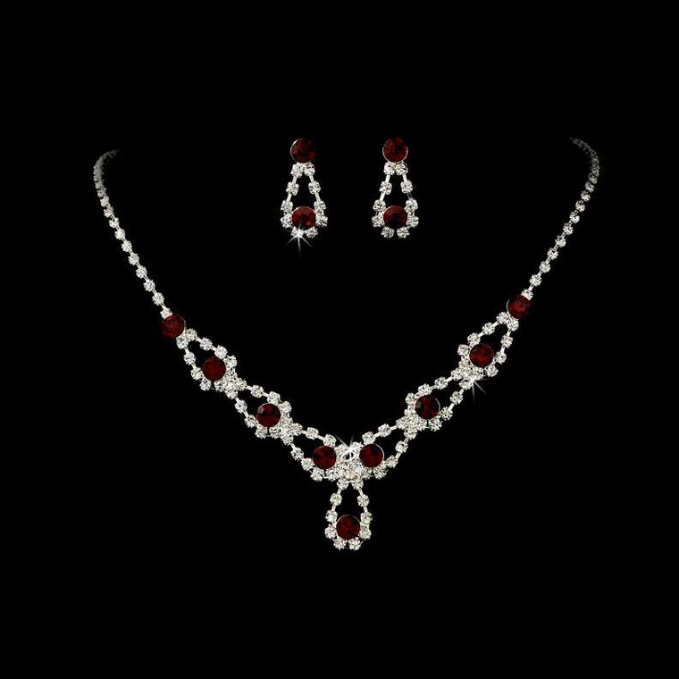 5 Boxed Sets Red Crystal Bridesmaid Jewelry