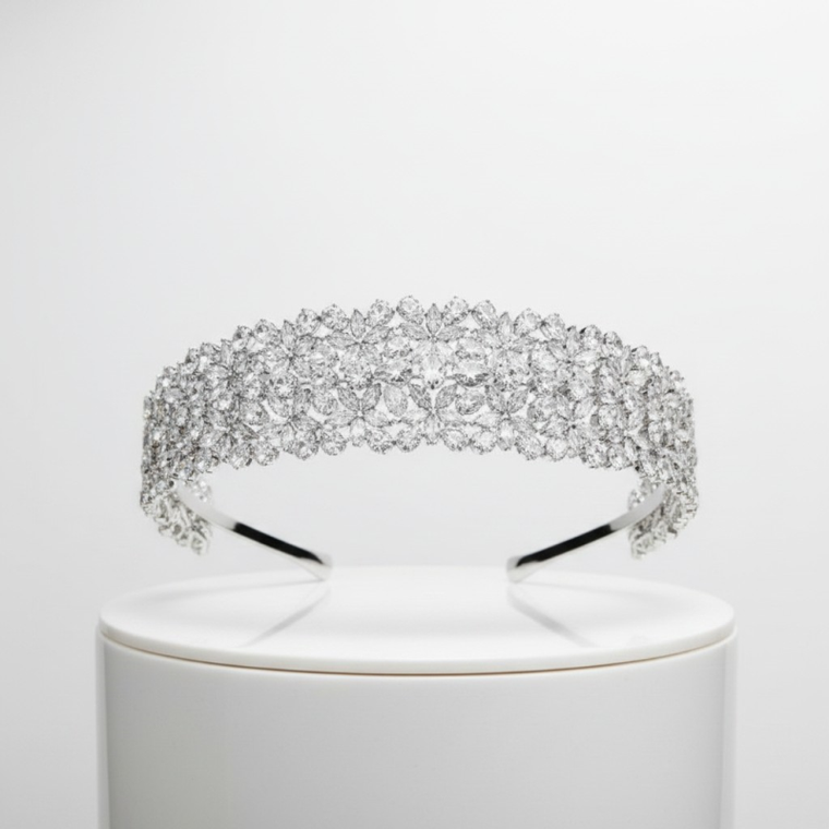 Stunning CZ Crystal Wedding Headband in Silver