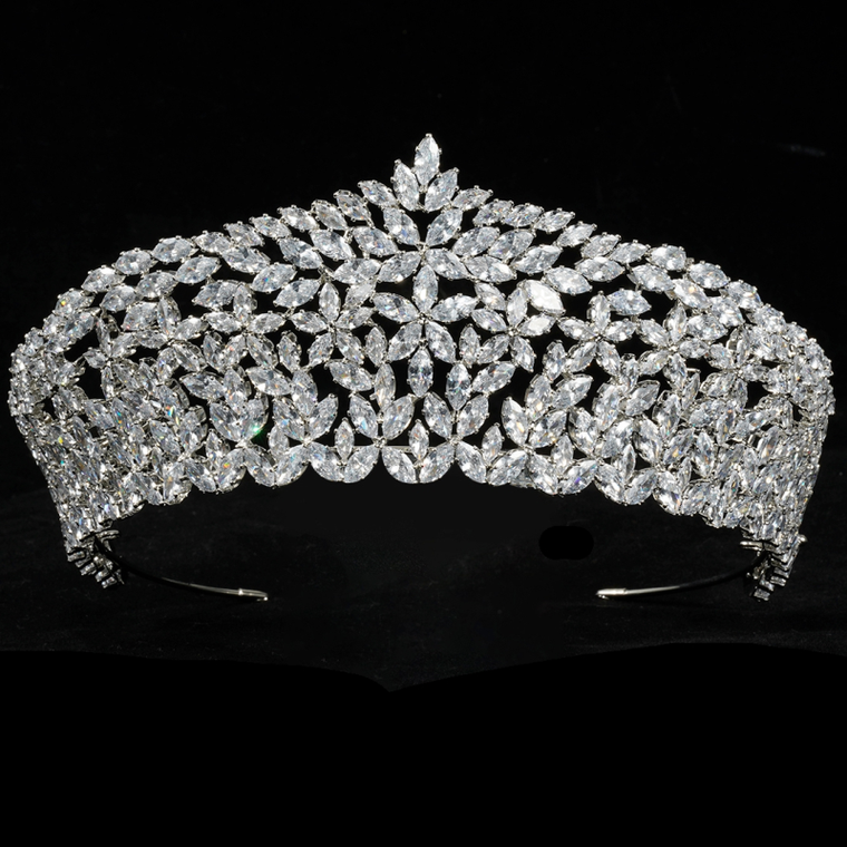 2 3/4" Tall Marquise CZ Crystal Wedding and Quinceanera Tiara